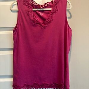 Coldwater Creek Magenta Lace-Trim Tank
